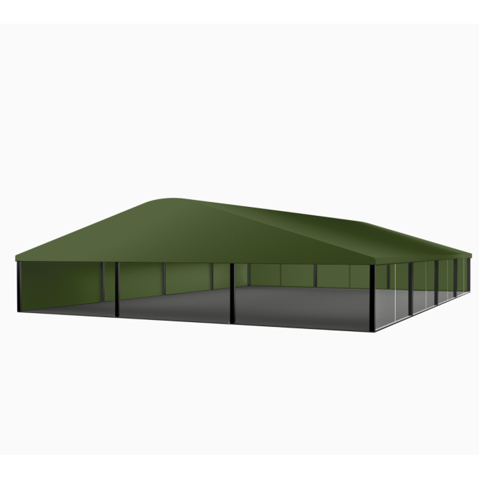 Žalias (Olive green) Modulinis Arkinio Tipo Paviljonas (nuoma), 15 m pločio