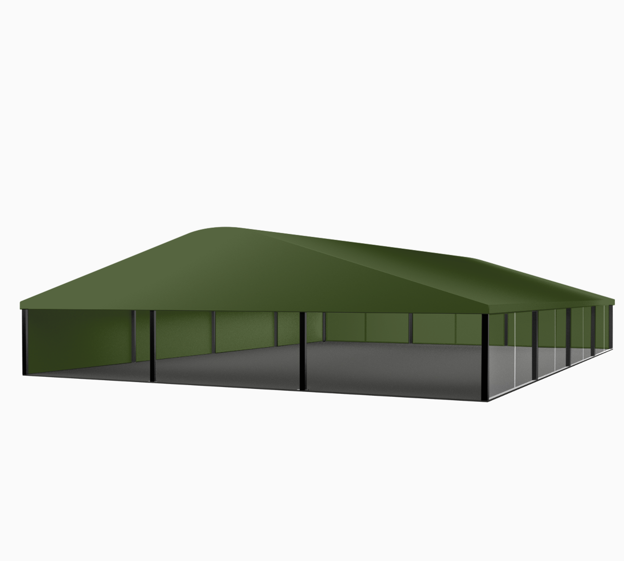 Žalias (Olive green) Modulinis Arkinio Tipo Paviljonas (nuoma), 15 m pločio